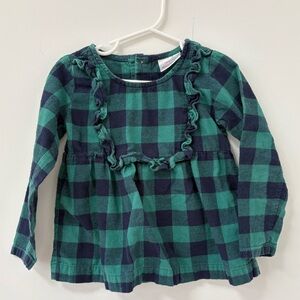 Hanna Andersson US 5/ 110 cm Plaid Green and Blue Kids Shirt